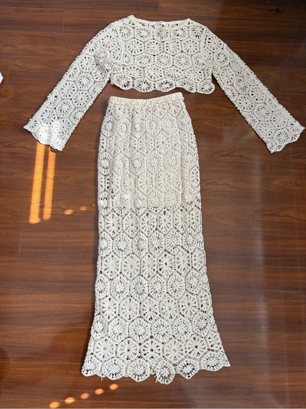 Crochet Maxi Skirt in Cream - Elegant Women's Skirt